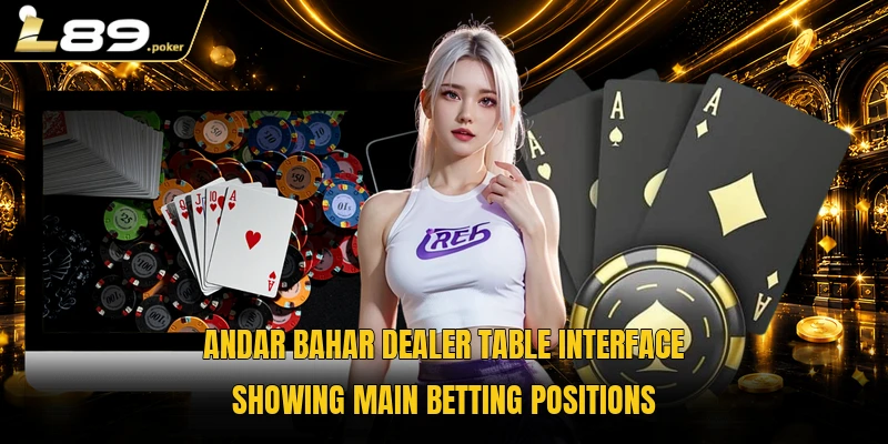 Andar bahar dealer table interface showing main betting positions